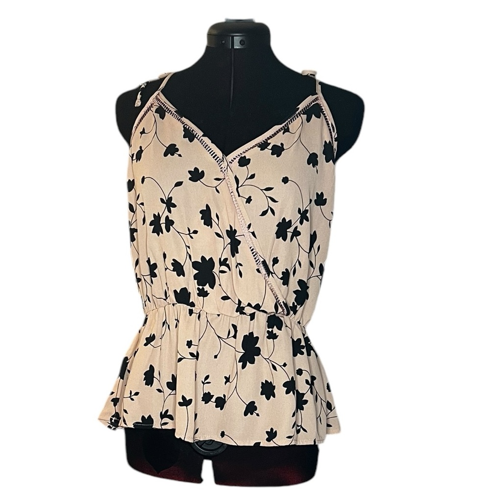 Sienna Sky Women’s Adjustable Sweatheart Camisole Pink Black Floral